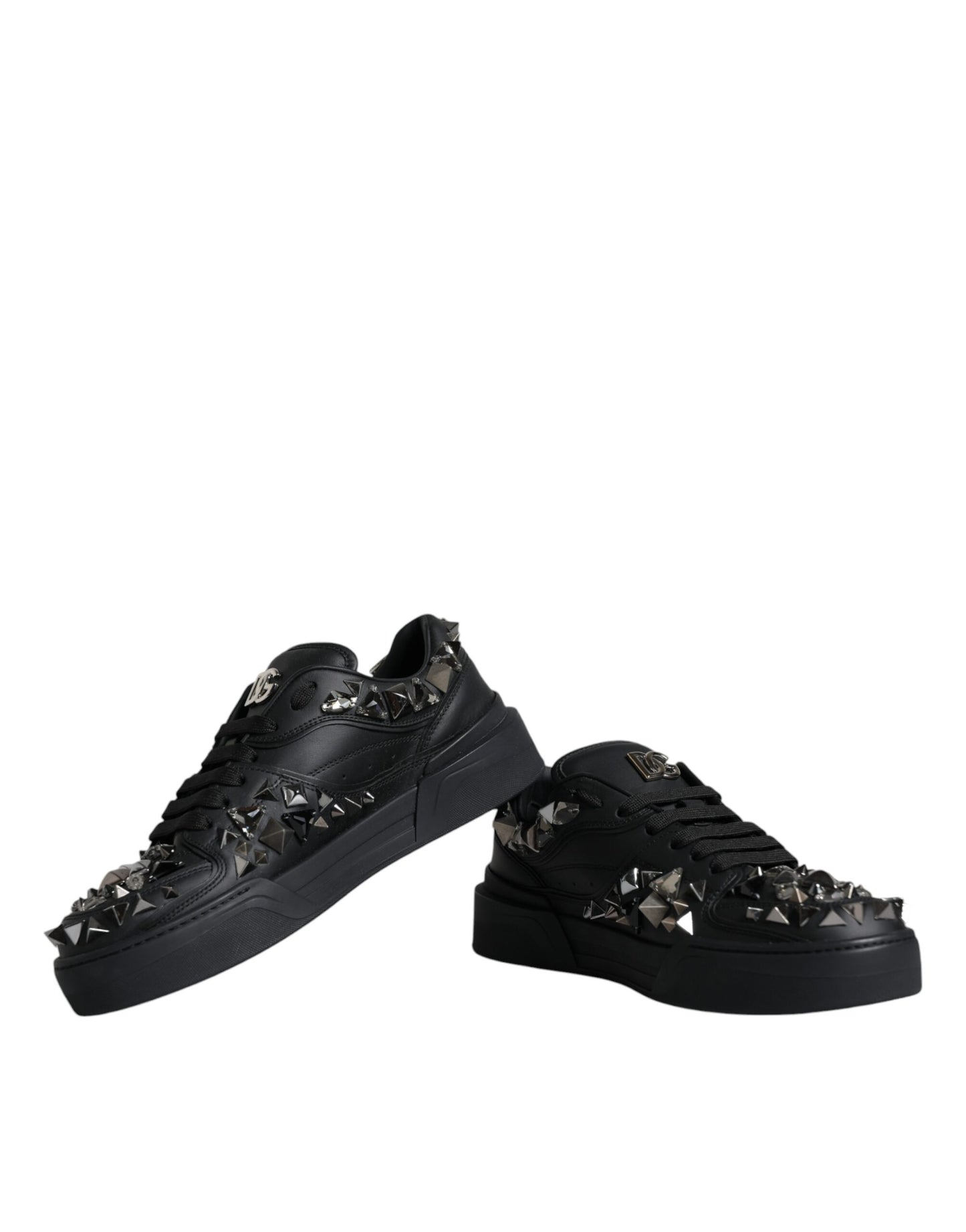 Black Studded Low Top Men Sneakers Shoes - The Luxe Alliance