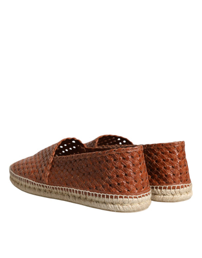 Maroon Woven Leather Men Espadrille Shoes - The Luxe Alliance