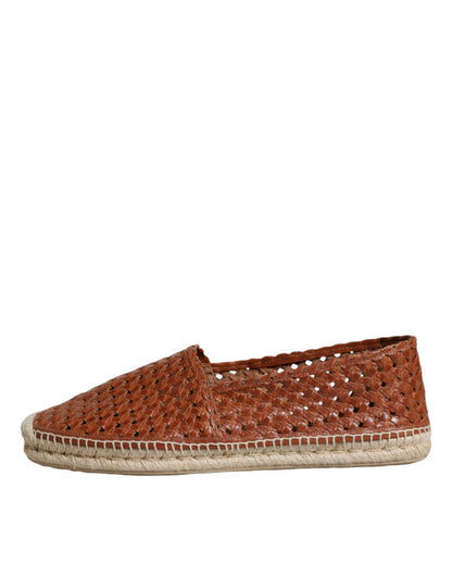 Maroon Woven Leather Men Espadrille Shoes - The Luxe Alliance