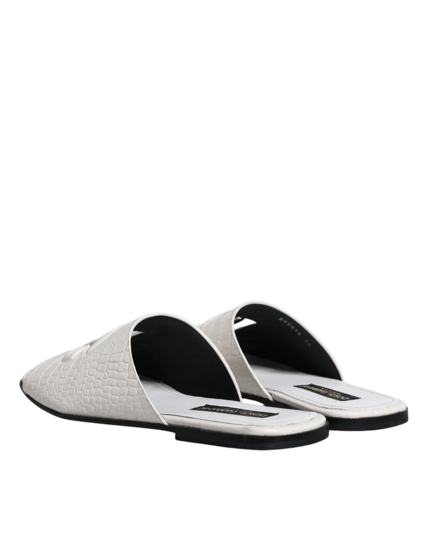 White DG Cut Out Leather Slides Sandals Shoes - The Luxe Alliance