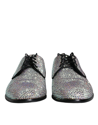 Silver Leather Rhinestones Derby Dress Shoes - The Luxe Alliance