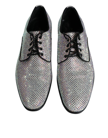 Silver Leather Rhinestones Derby Dress Shoes - The Luxe Alliance