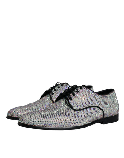 Silver Leather Rhinestones Derby Dress Shoes - The Luxe Alliance