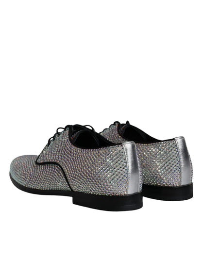 Silver Leather Rhinestones Derby Dress Shoes - The Luxe Alliance