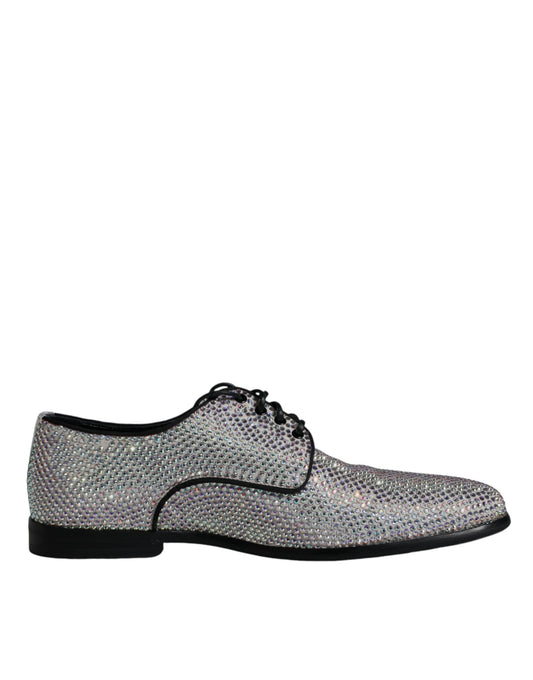 Silver Leather Rhinestones Derby Dress Shoes - The Luxe Alliance