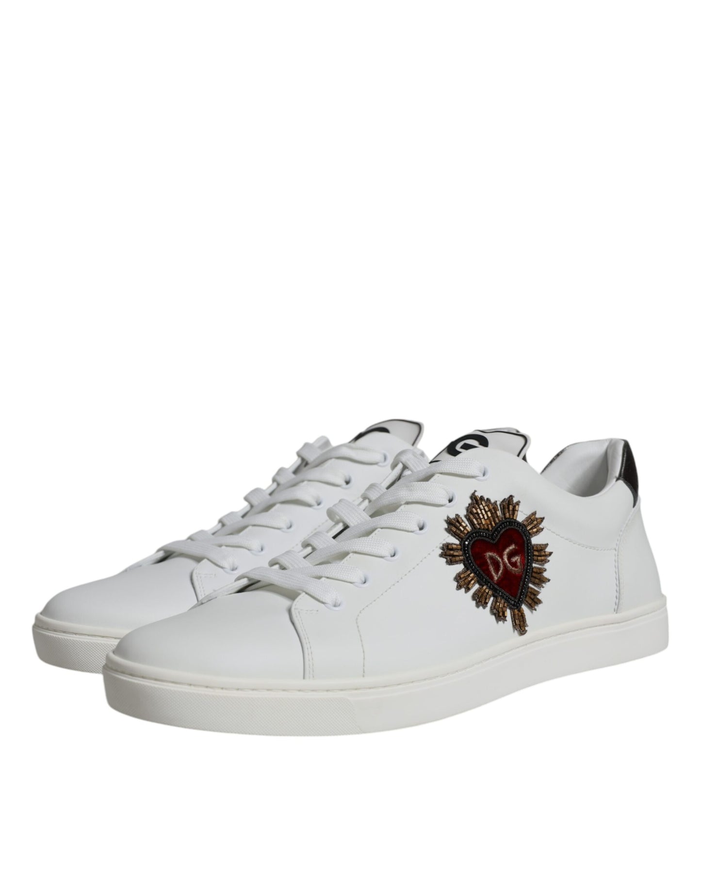 White Silver Sacred Heart Men Sneakers Shoes - The Luxe Alliance