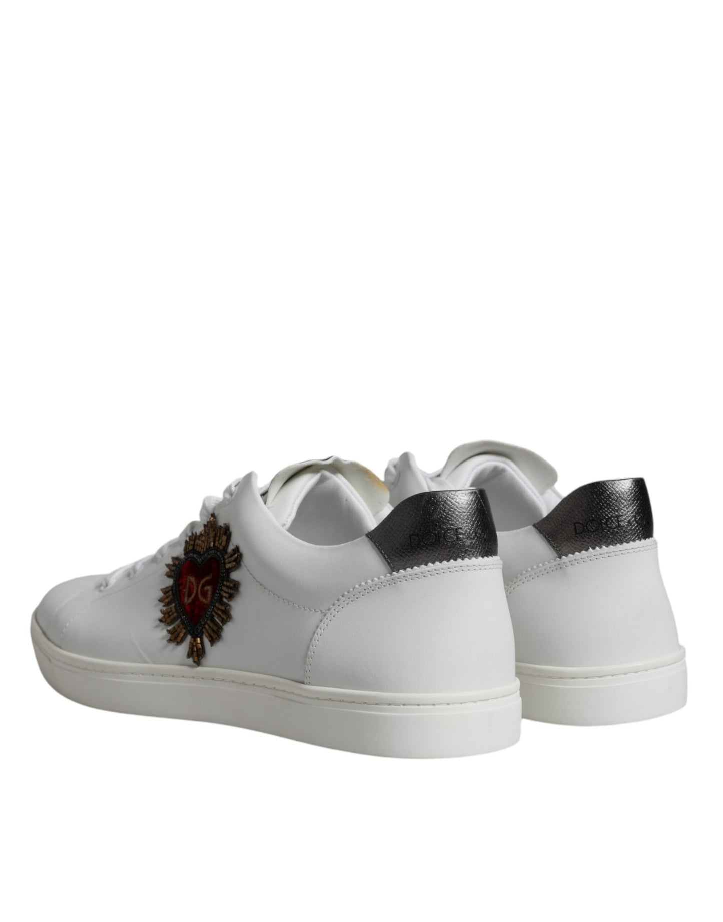 White Silver Sacred Heart Men Sneakers Shoes - The Luxe Alliance