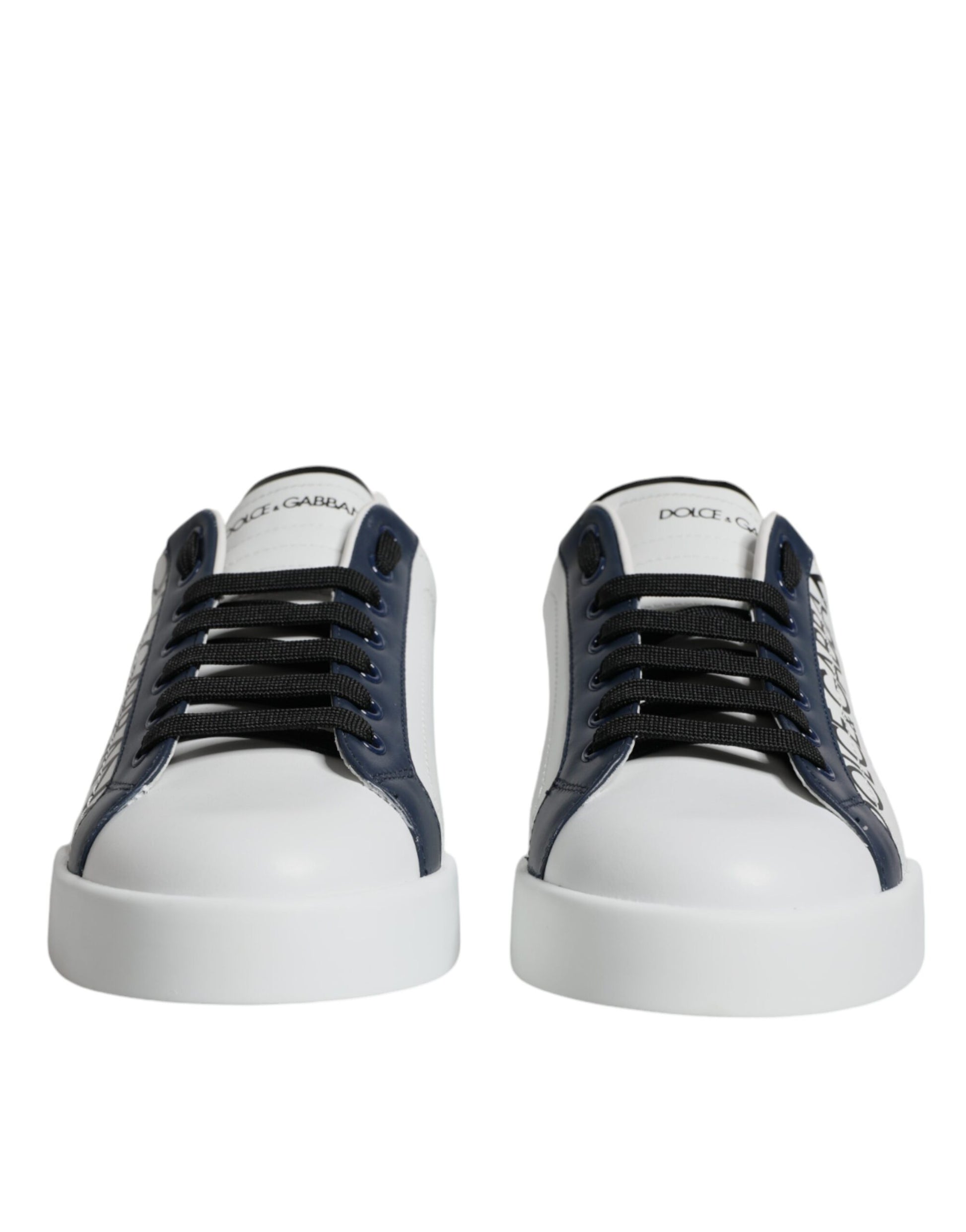 Men's White & Blue Leather Crown Milano Trainer