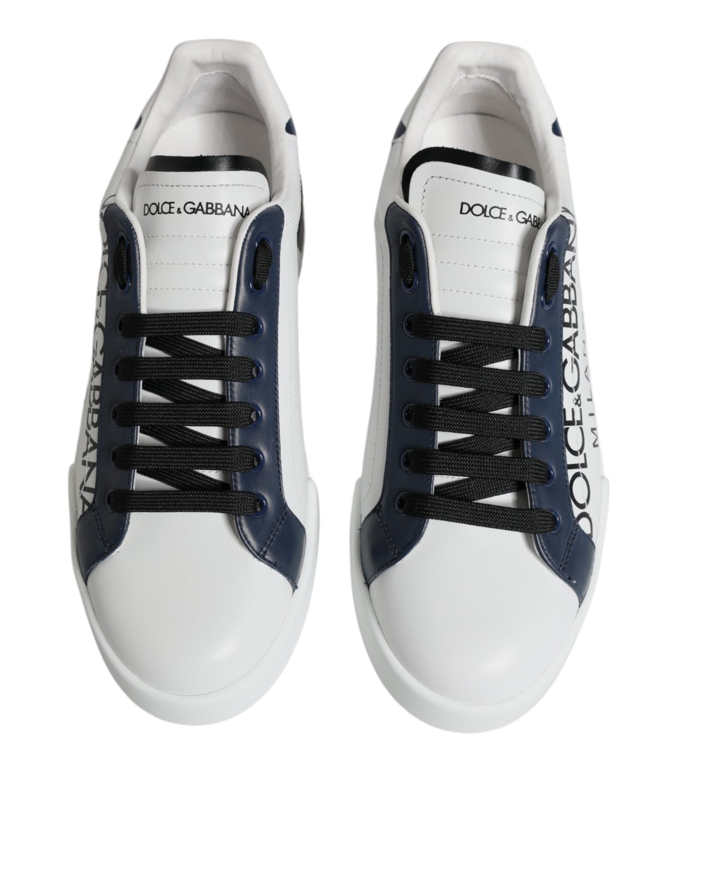 Men's White & Blue Leather Crown Milano Trainer