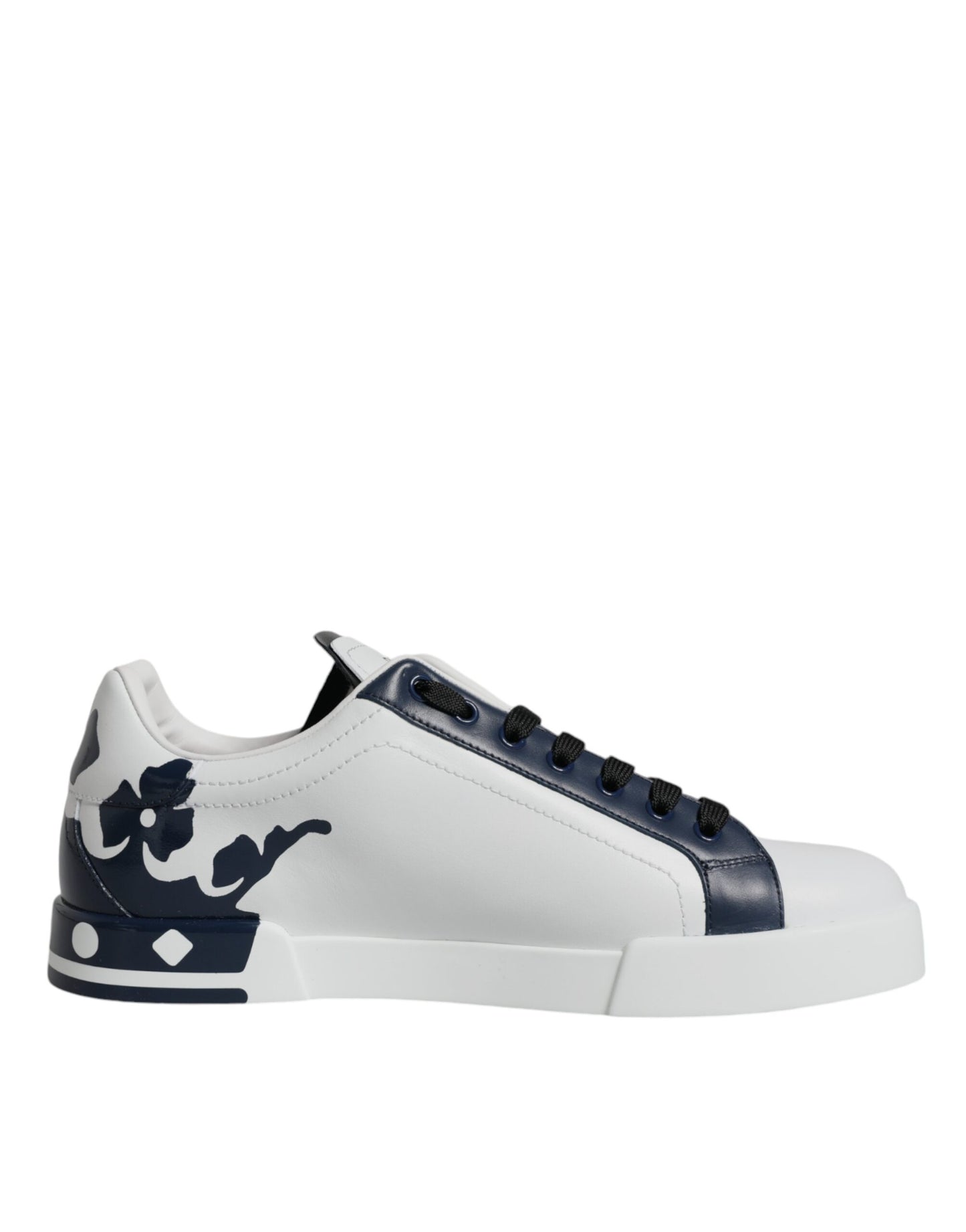 Men's White & Blue Leather Crown Milano Trainer