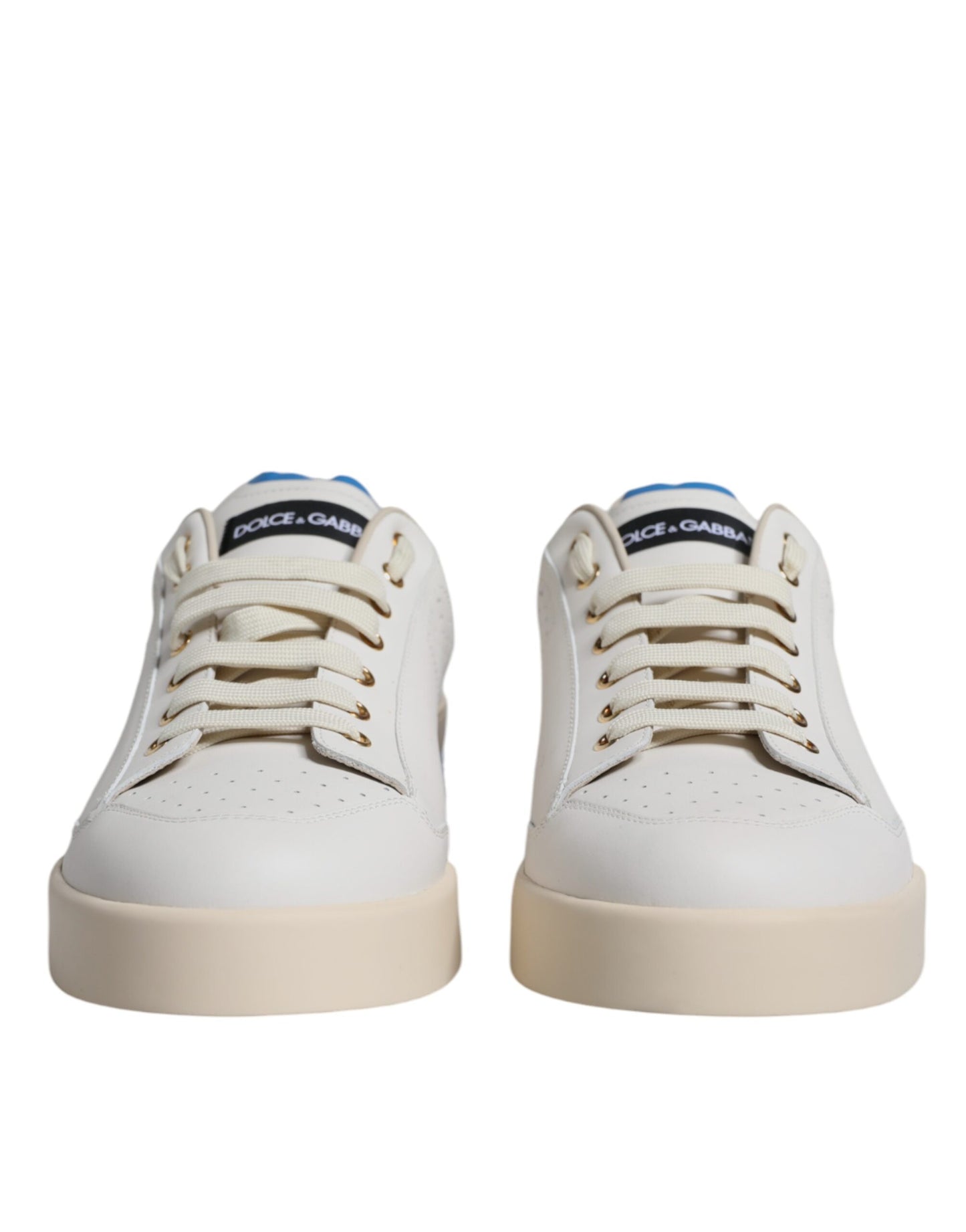 White Blue Perforated Low Top Sneakers Shoes - The Luxe Alliance