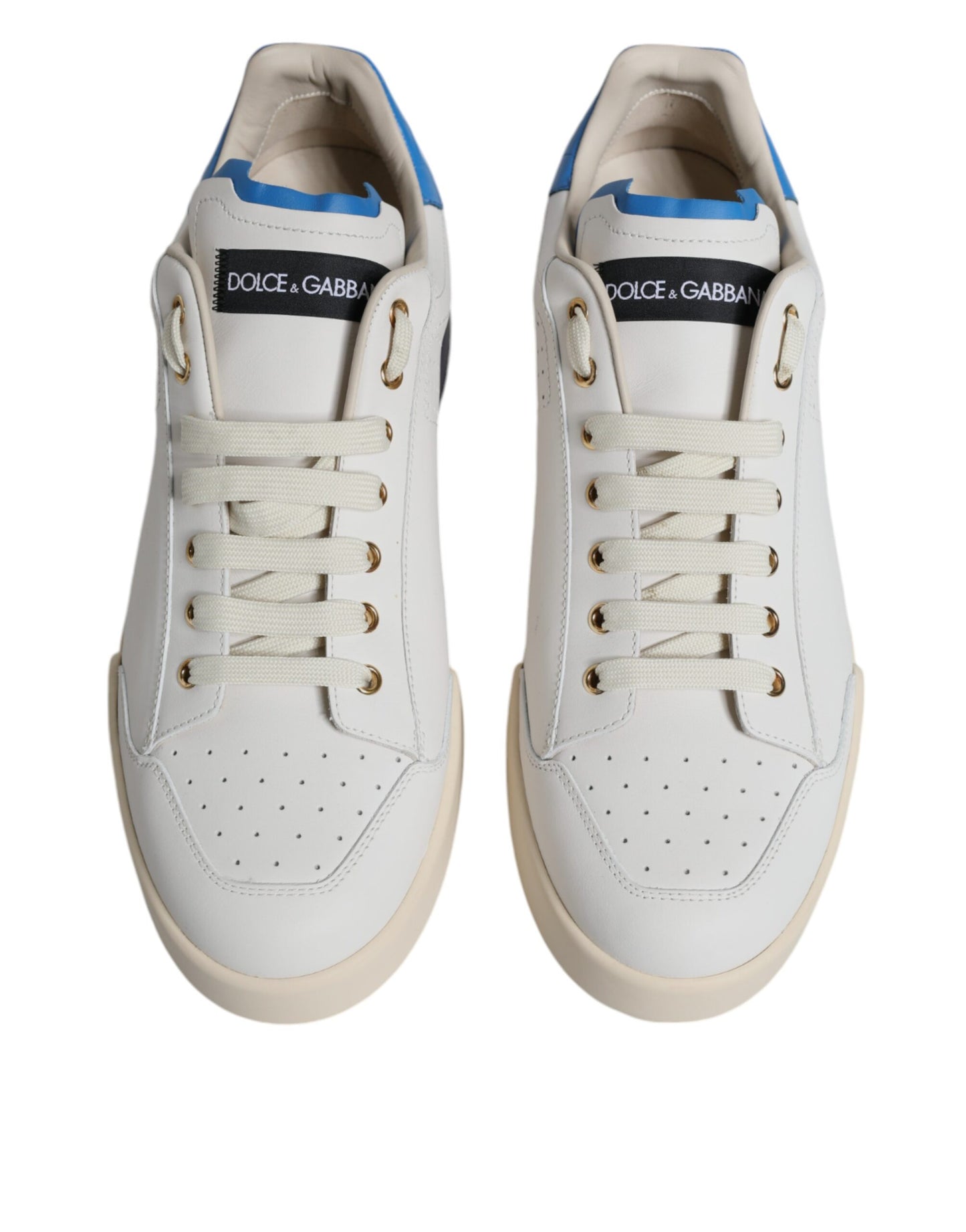 White Blue Perforated Low Top Sneakers Shoes - The Luxe Alliance