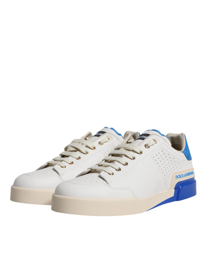 White Blue Perforated Low Top Sneakers Shoes - The Luxe Alliance