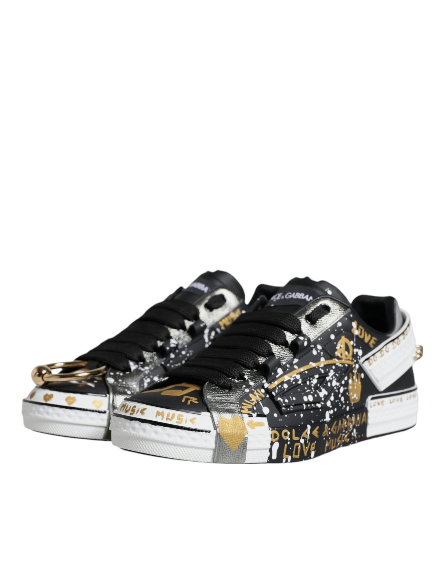 Black White Portofino Low Top Sneakers Shoes - The Luxe Alliance