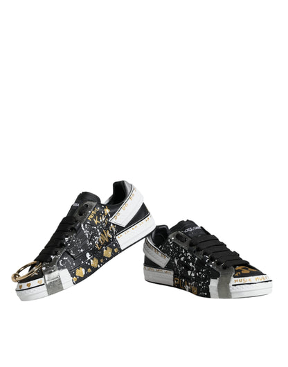 Black White Portofino Low Top Sneakers Shoes - The Luxe Alliance