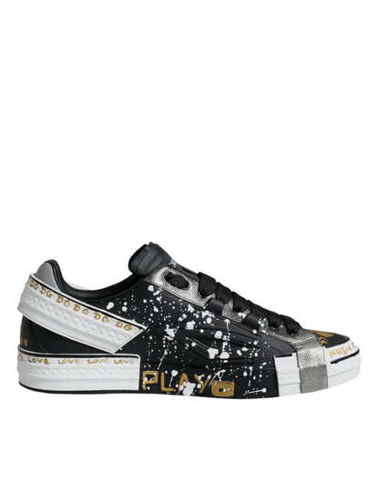 Black White Portofino Low Top Sneakers Shoes - The Luxe Alliance