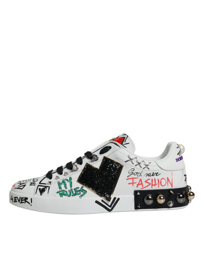 White Heart Studded Low Top Sneakers Shoes - The Luxe Alliance