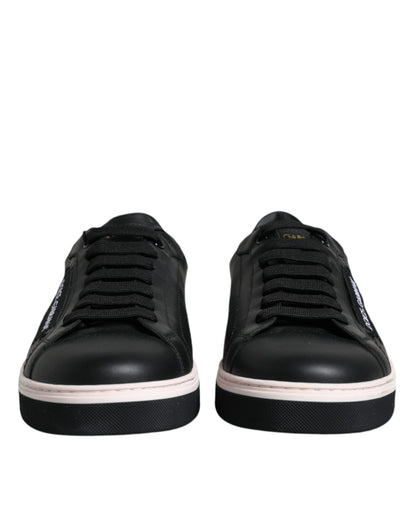  - Black Leather Low Top Men Sneakers Shoes