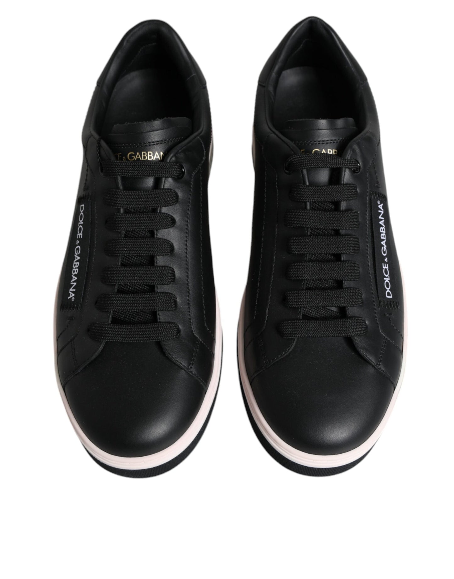  - Black Leather Low Top Men Sneakers Shoes