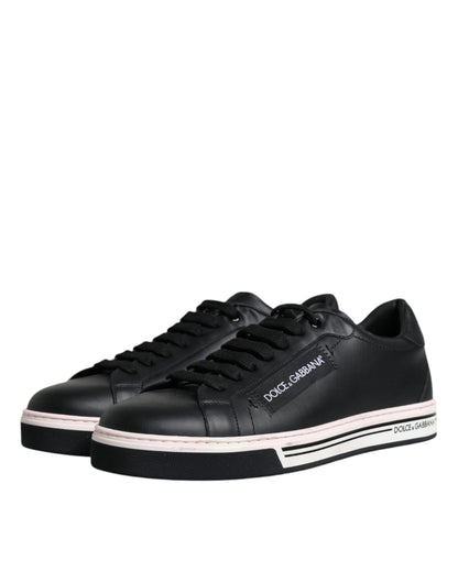  - Black Leather Low Top Men Sneakers Shoes