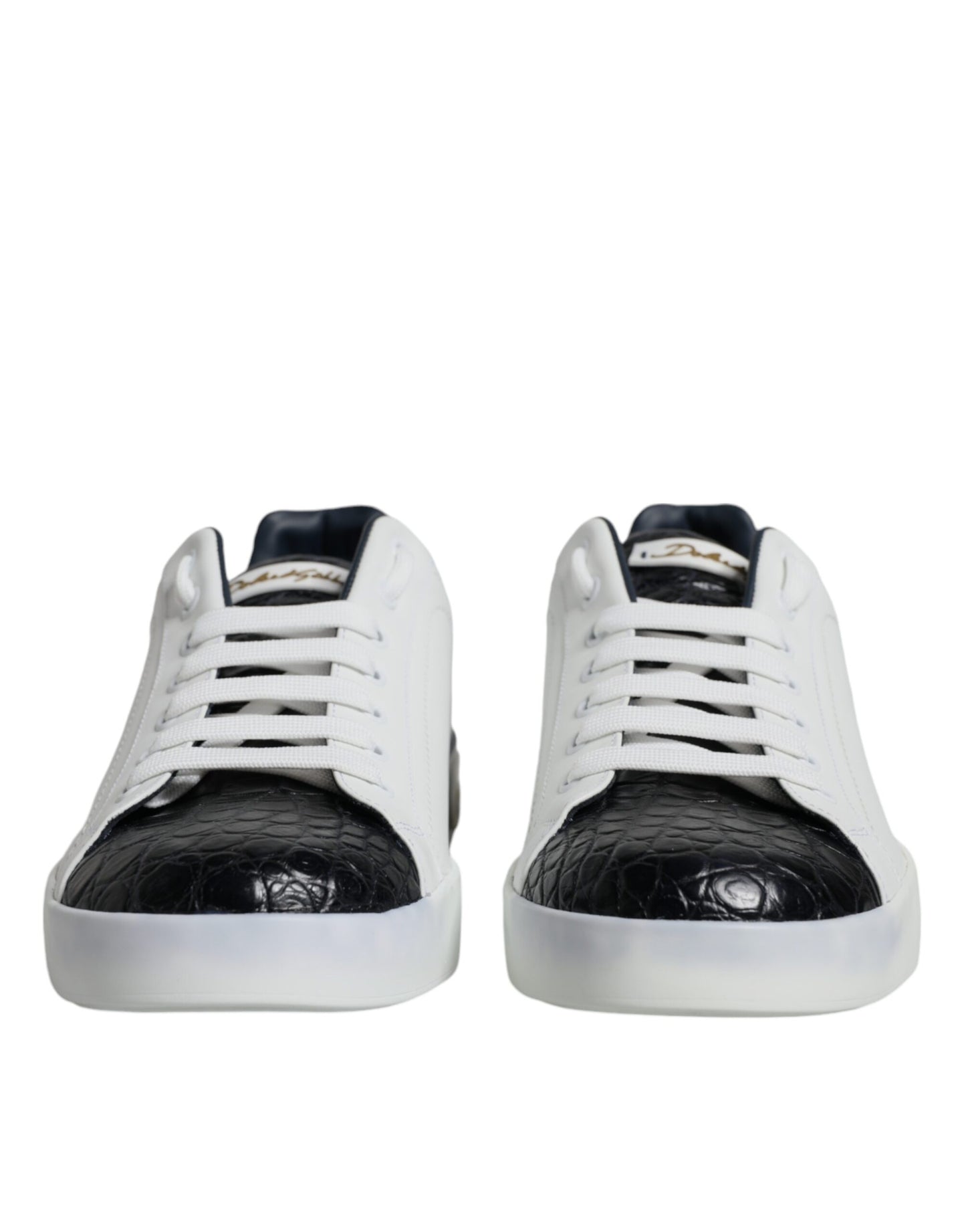 White Leather Logo Portofino Sneaker Shoes - The Luxe Alliance