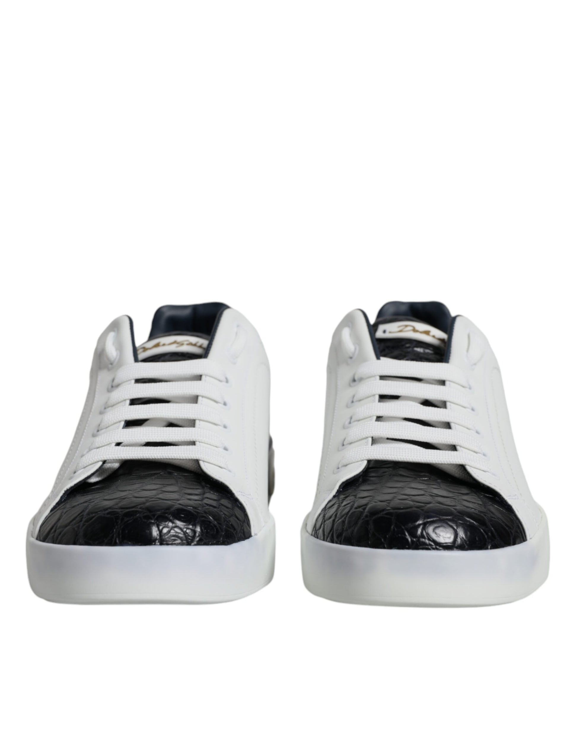 White Leather Portofino Sneakers – Luxury Logo Shoes