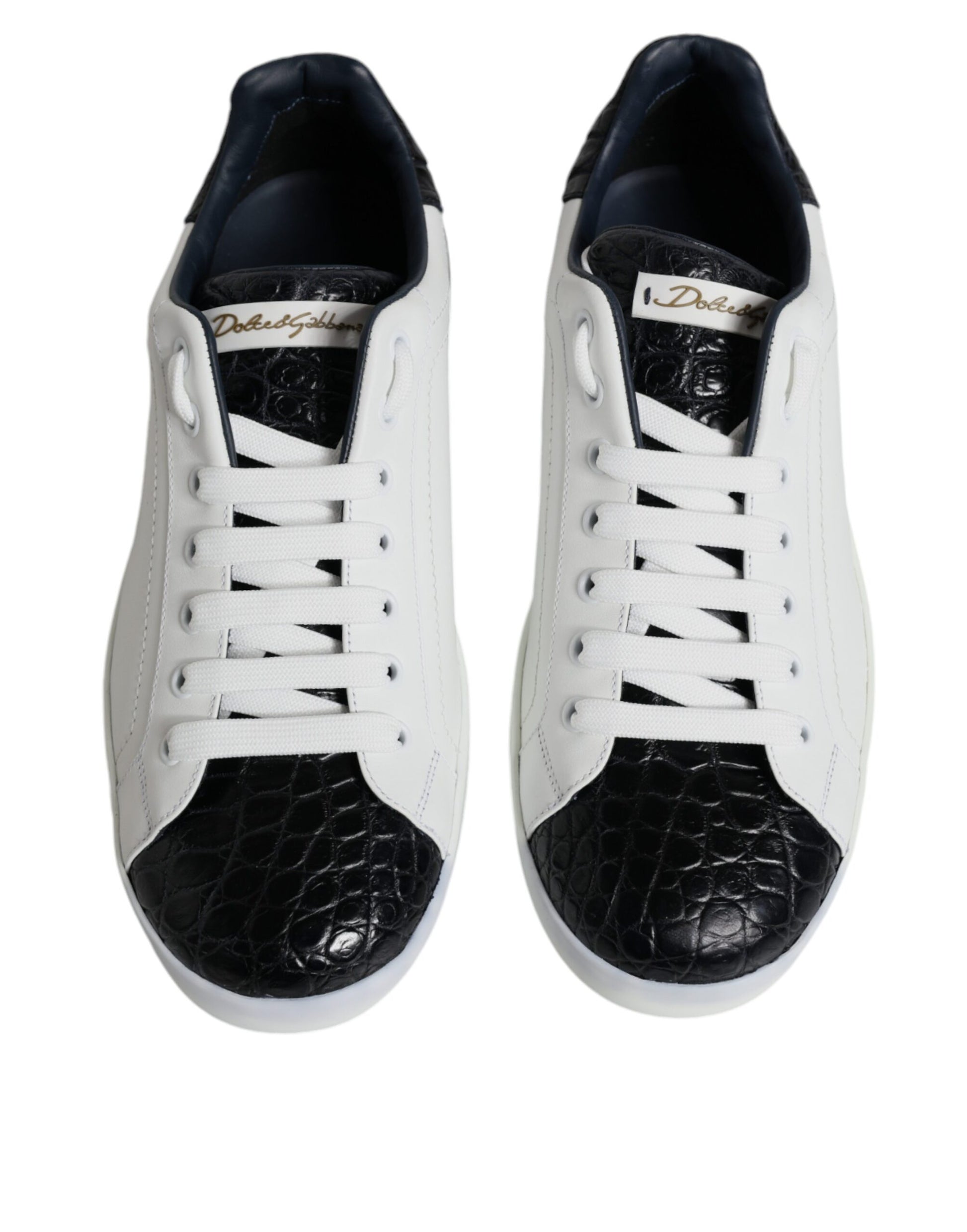 White Leather Portofino Sneakers – Luxury Logo Shoes