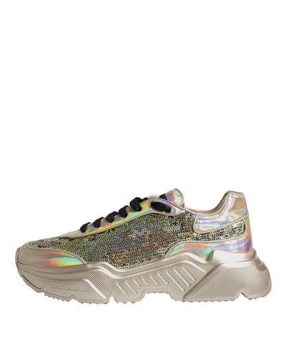 Gold Sequin Iridiscent Daymaster Sneakers Shoes - The Luxe Alliance