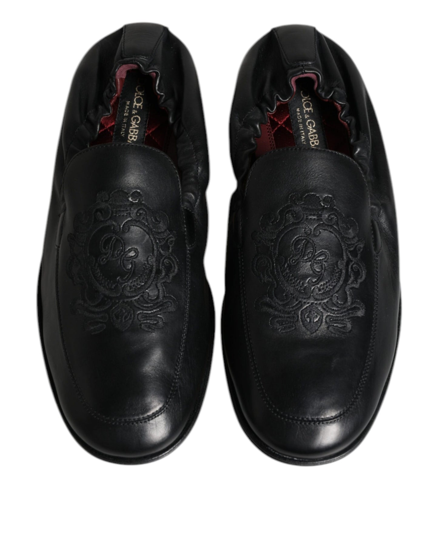 Black Logo Embroidered Leather Loafer Men Dress Shoes - The Luxe Alliance