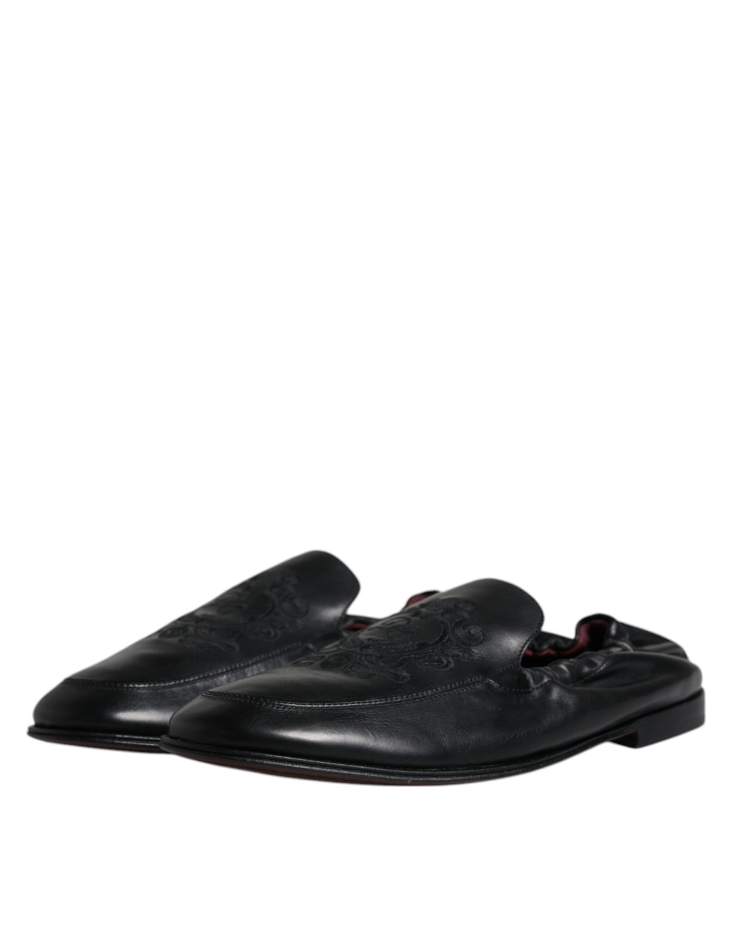 Black Logo Embroidered Leather Loafer Men Dress Shoes - The Luxe Alliance