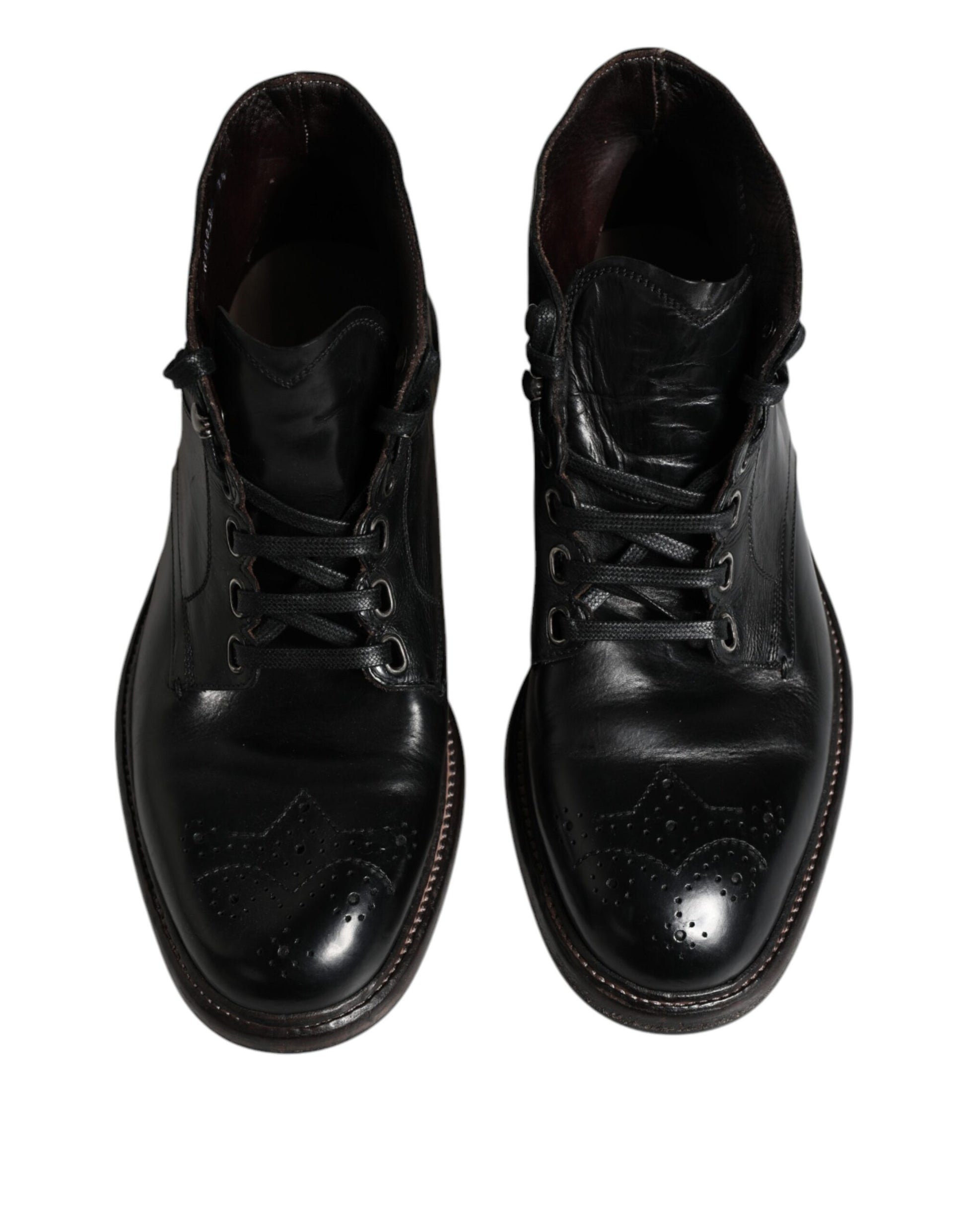 Dolce & Gabbana Men's Black Leather Lace-Up Boots – Timeless Craftsmanship
