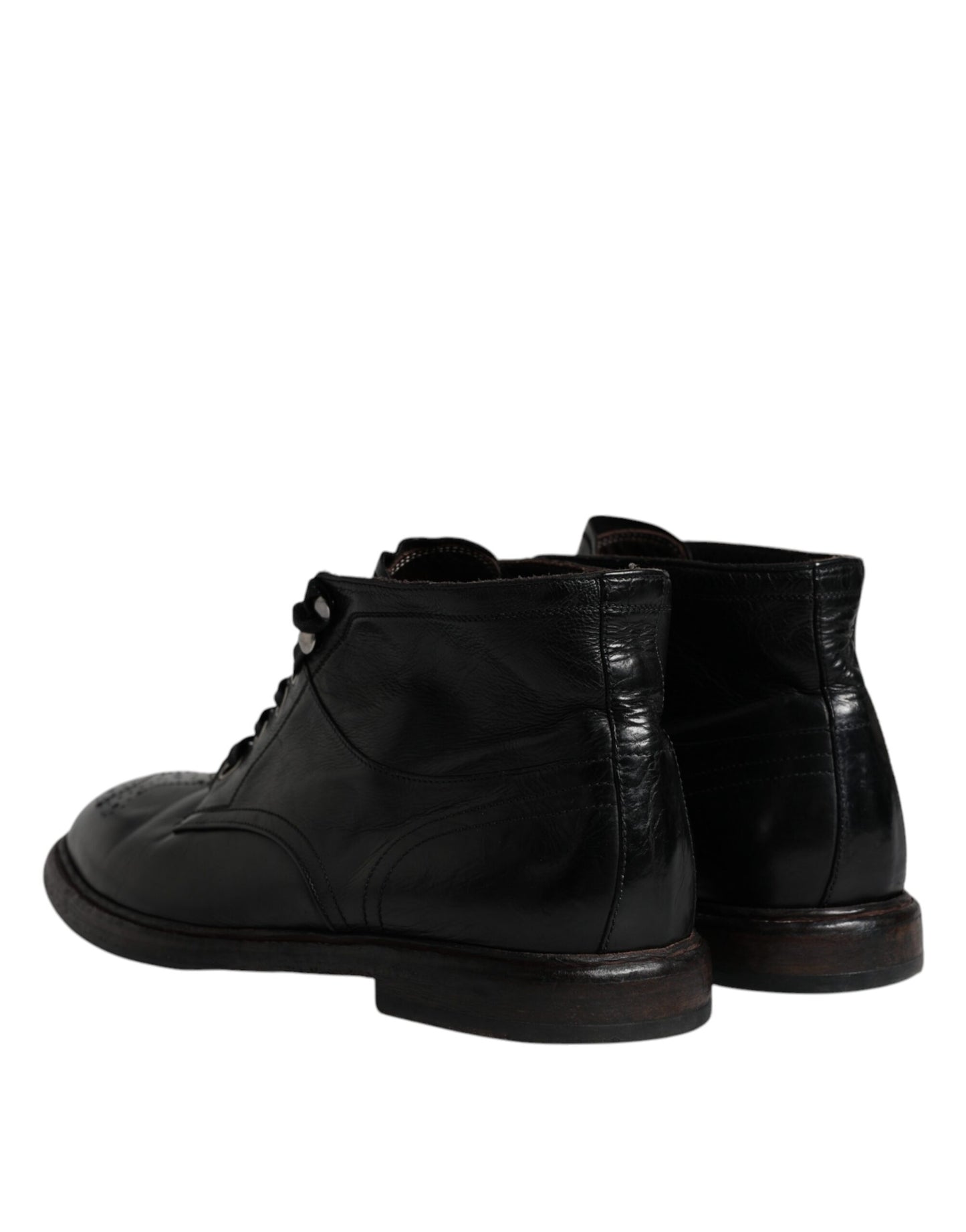Dolce & Gabbana Men's Black Leather Lace-Up Boots – Timeless Craftsmanship