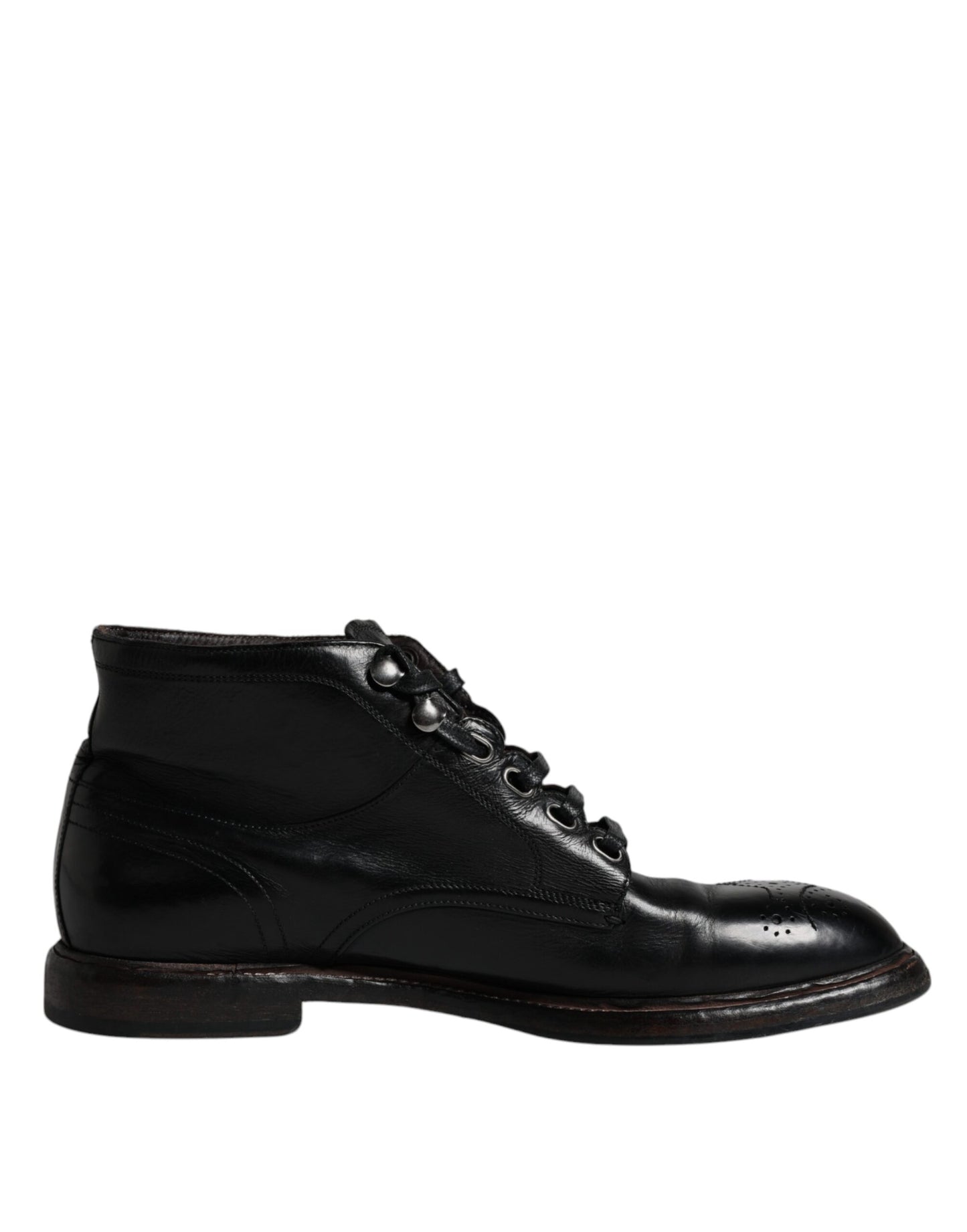 Dolce & Gabbana Men's Black Leather Lace-Up Boots – Timeless Craftsmanship