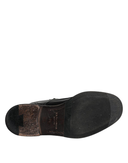 Dolce & Gabbana Men's Black Leather Lace-Up Boots – Timeless Craftsmanship
