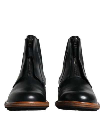 Black Leather Chelsea Mid Calf Men Boots Shoes - The Luxe Alliance