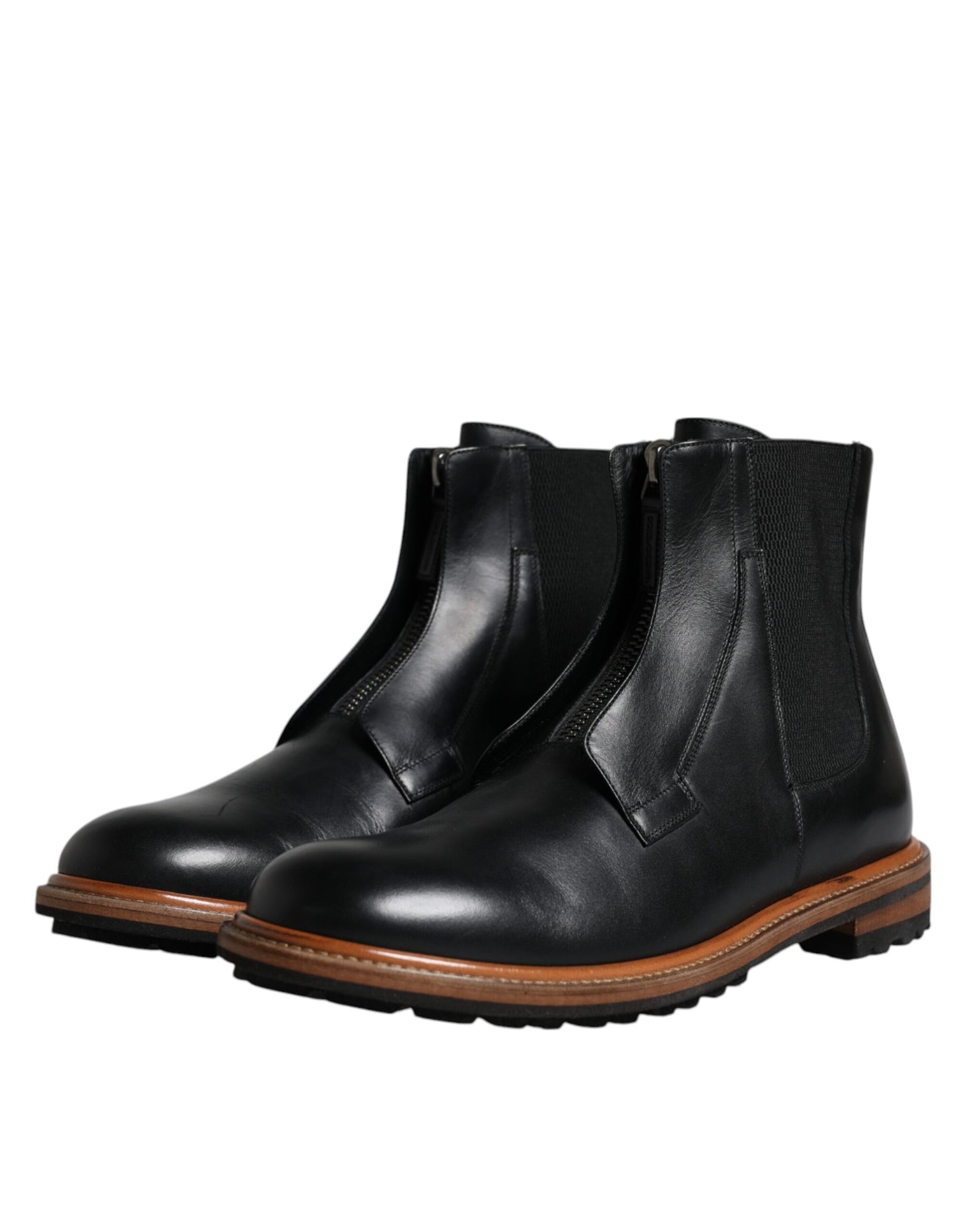 Black Leather Chelsea Mid Calf Men Boots Shoes - The Luxe Alliance