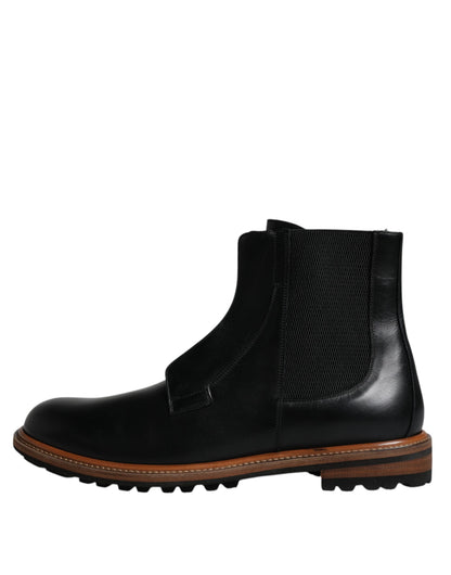 Black Leather Chelsea Mid Calf Men Boots Shoes - The Luxe Alliance