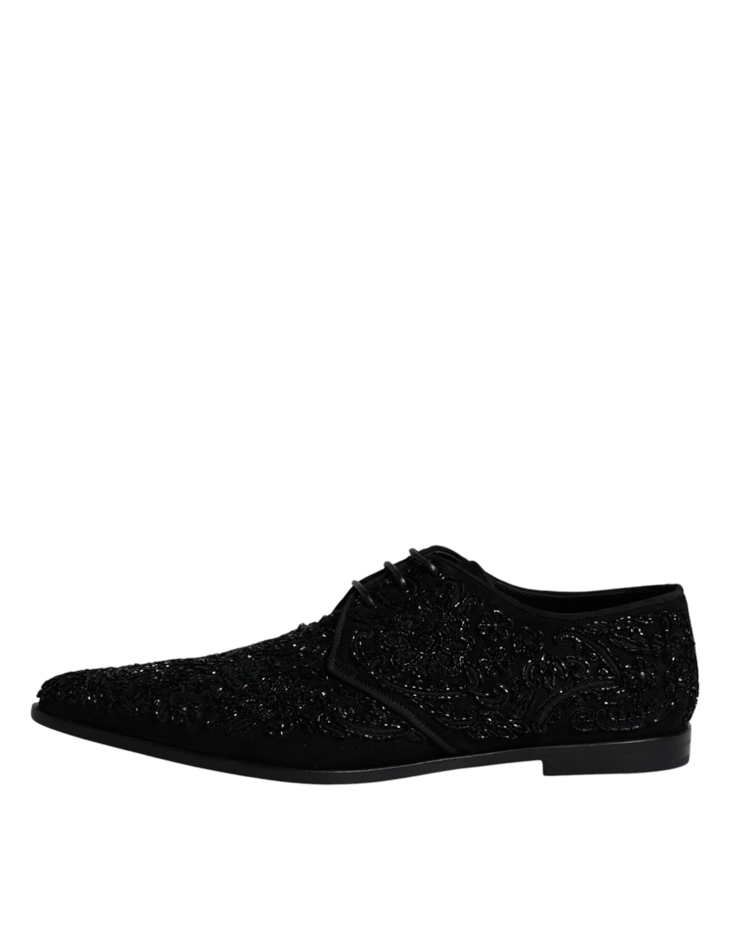 Black Embellished Suede Derby Formal Shoes - The Luxe Alliance