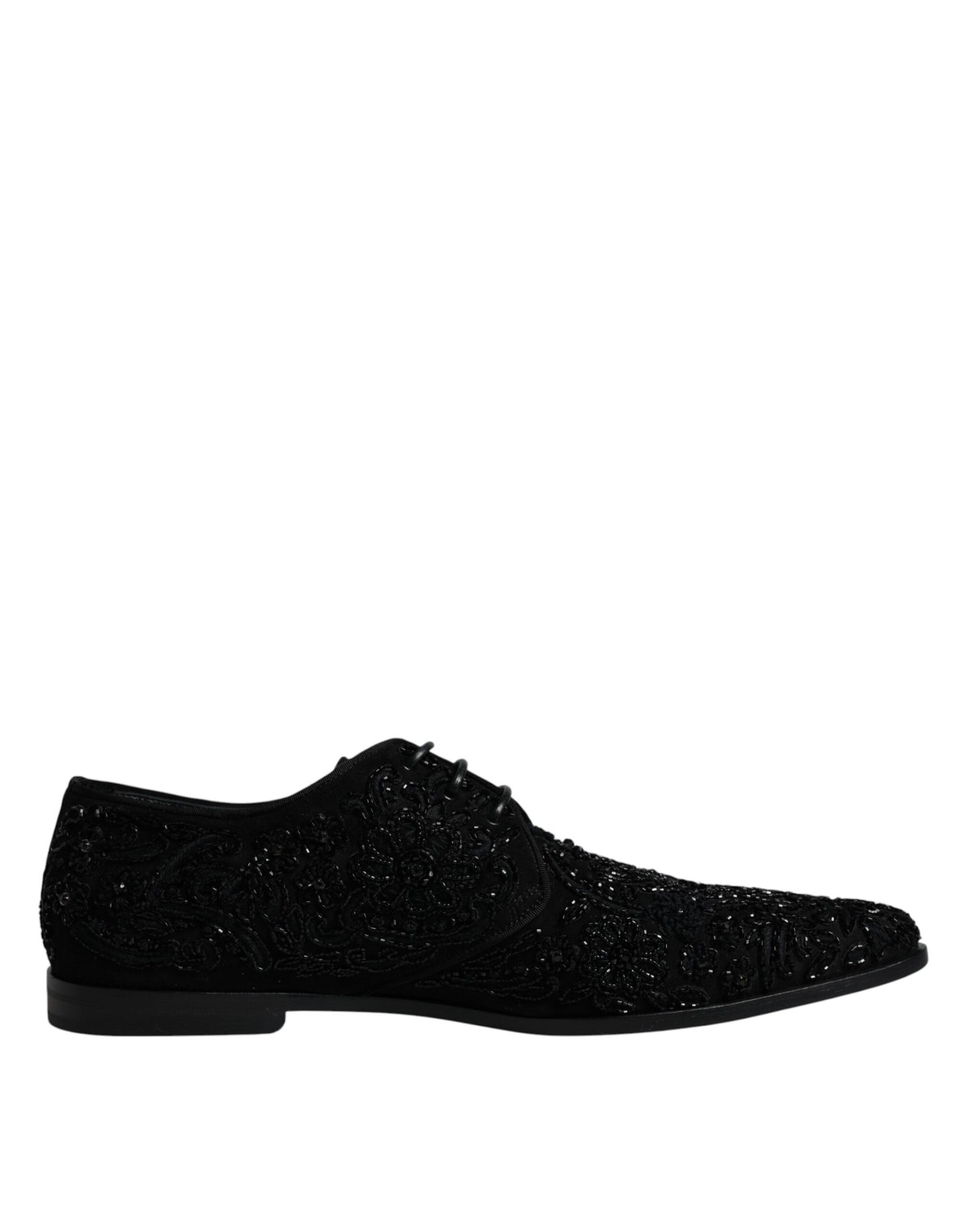 Black Embellished Suede Derby Formal Shoes - The Luxe Alliance