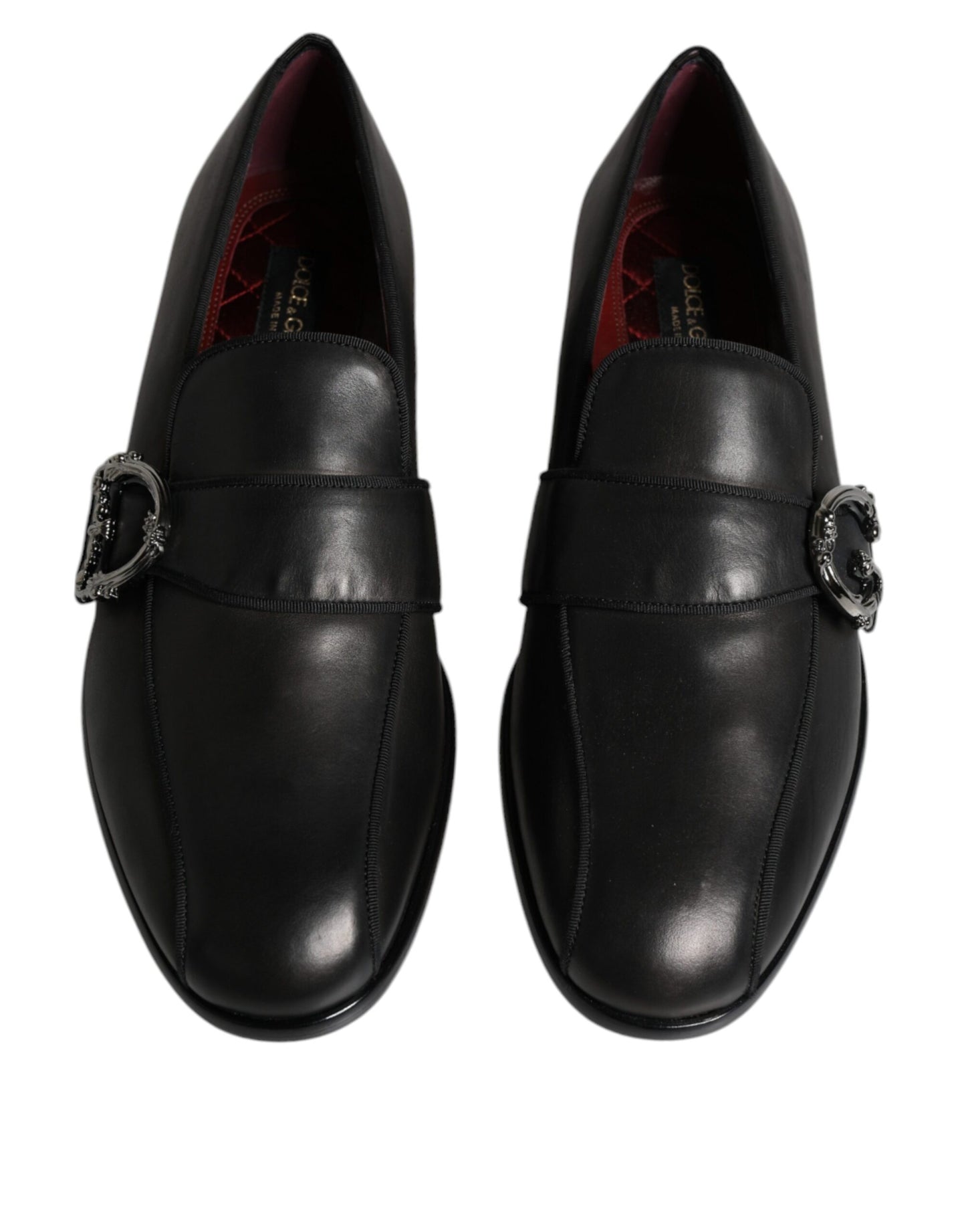 Black Leather Logo Slip On Men Loafers Shoes - The Luxe Alliance