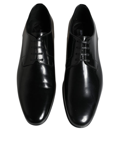 Black Leather Lace Up Men Derby Formal Shoes - The Luxe Alliance