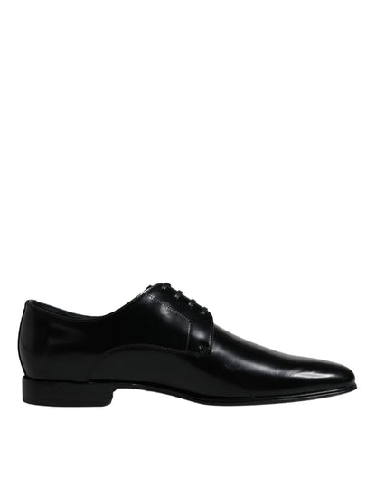 Black Leather Lace Up Men Derby Formal Shoes - The Luxe Alliance