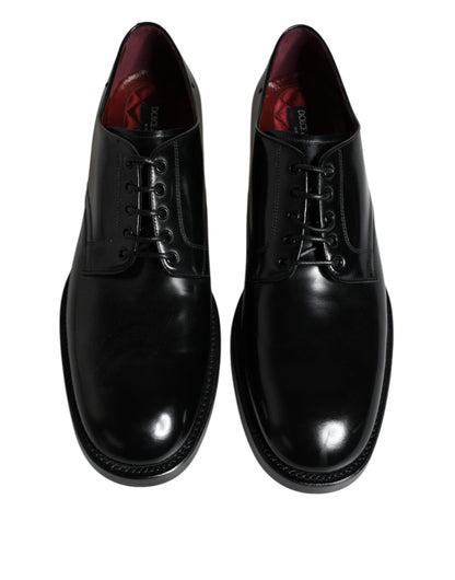  - Black Leather Lace Up Men Derby Formal Shoes