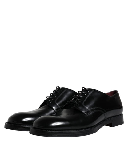  - Black Leather Lace Up Men Derby Formal Shoes