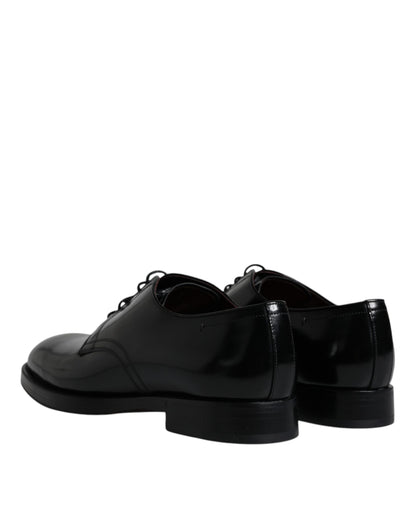  - Black Leather Lace Up Men Derby Formal Shoes