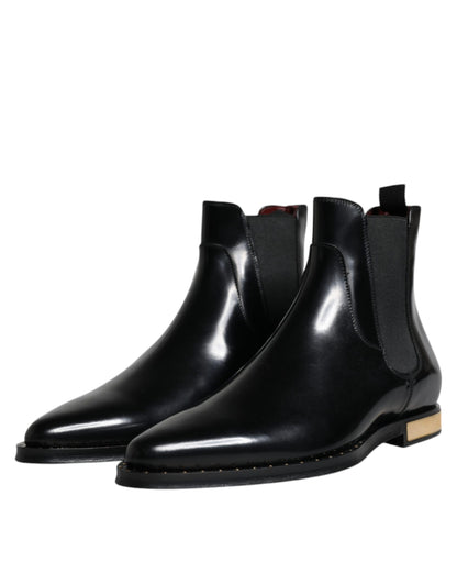  - Black Leather Chelsea Ankle Boots Shoes