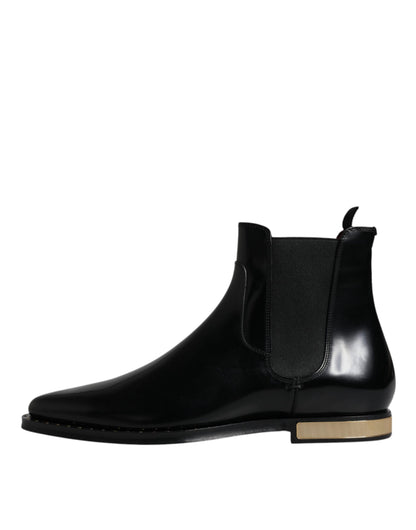  - Black Leather Chelsea Ankle Boots Shoes