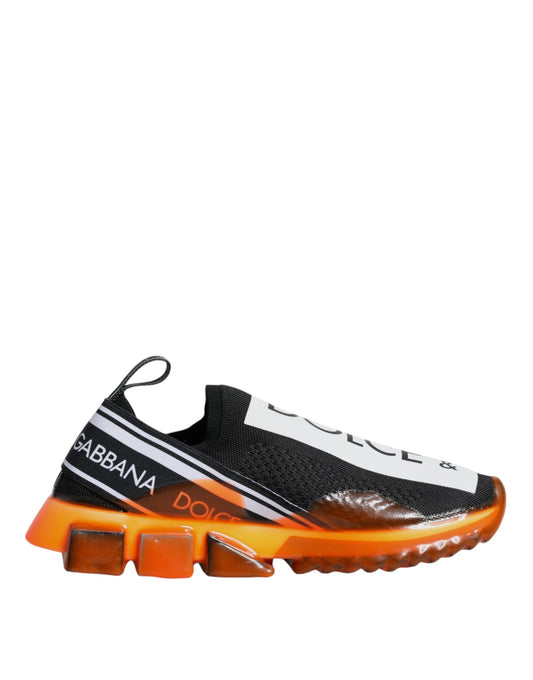Dolce & Gabbana Black Orange Sorrento Slip On Sneakers