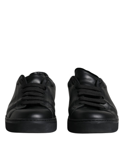  - Black Leather Low Top Sneakers Shoes