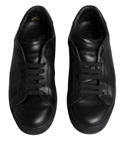  - Black Leather Low Top Sneakers Shoes